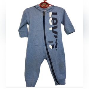 Levi's Heather Blue One Piece Footies with LOVE Print